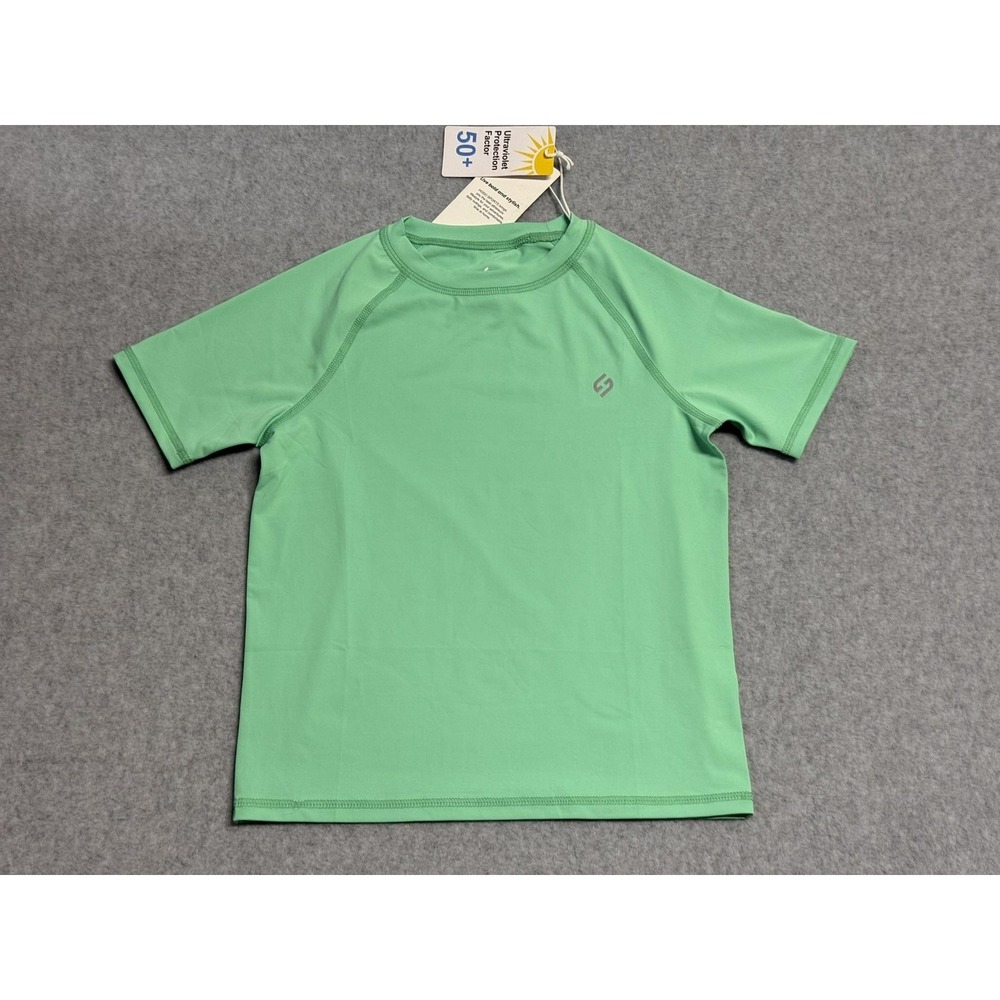 HODO SPORTS Rash‎ Guard Kids 5 Green Short Sleeve Swim Shirt UPF 50+ Protection